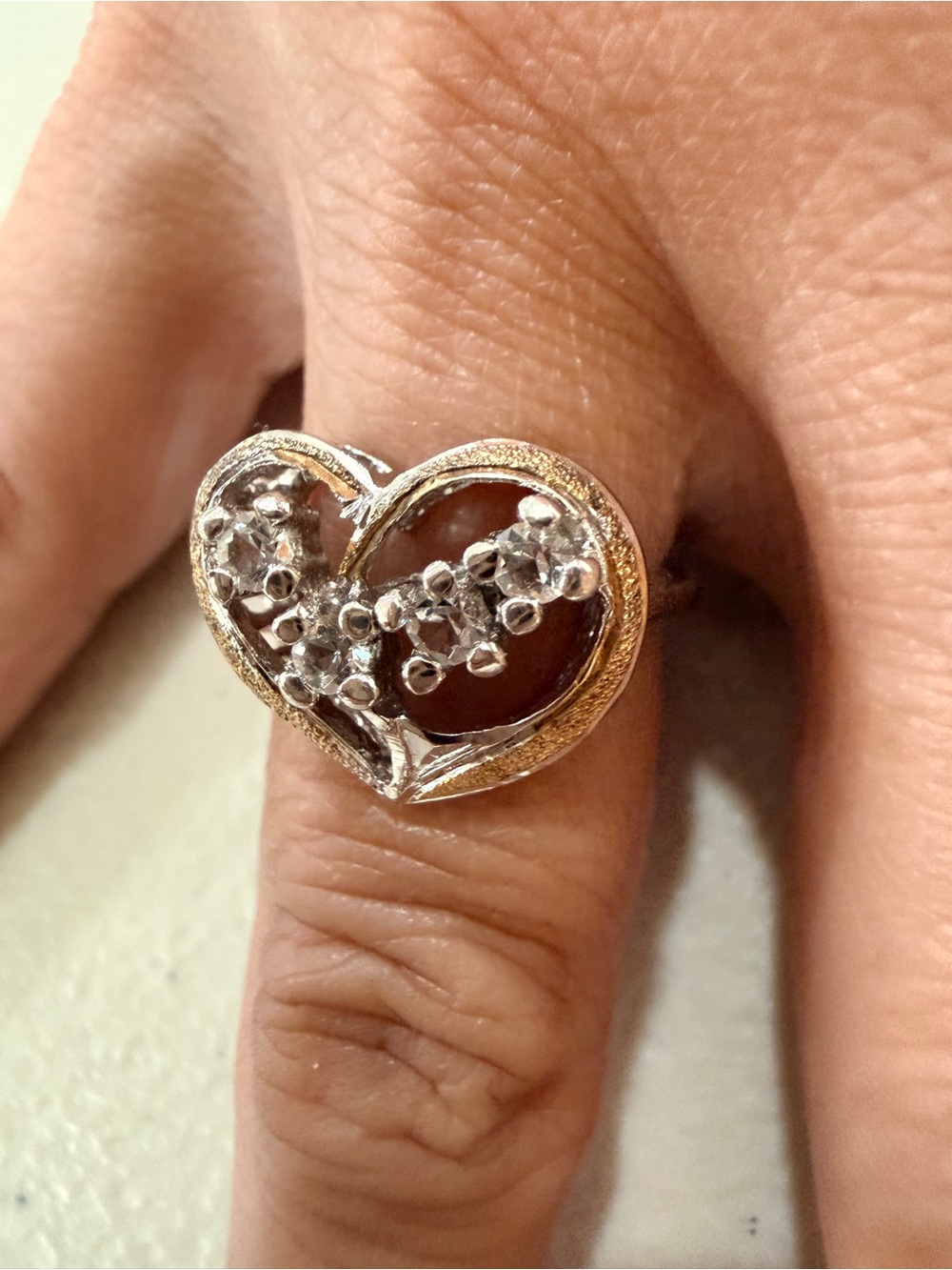Heart Cluster CZ Ring in Two-Tone Metal